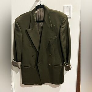 Vintage Givenchy Olive Green Double-Breasted Men's Blazer
